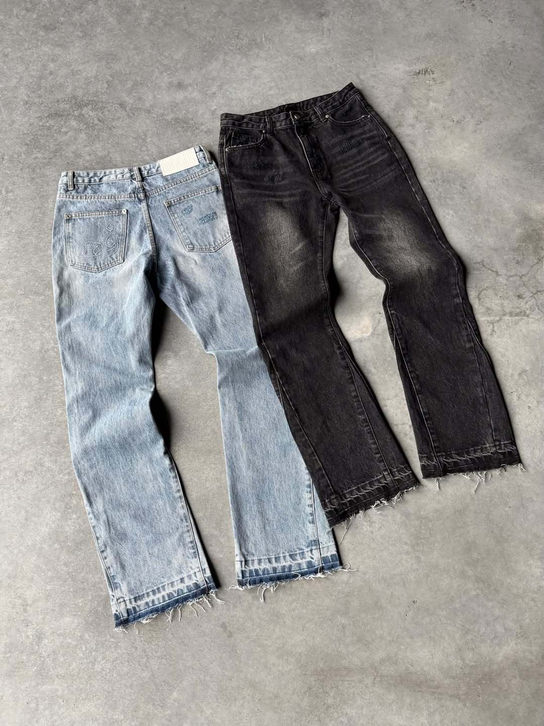 Mens Jeans Harajuku Y2K Vintage Slim Fit Washed Denim Pants Hip Hop Gothic Straight Leg Micro Flared Casual Streetwear Fashion