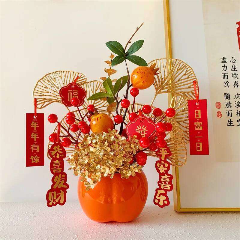 of The Horse Ornament Artificial Flower Desk Accessories Chinese New Year Decoration 2026 Room Decor S260204