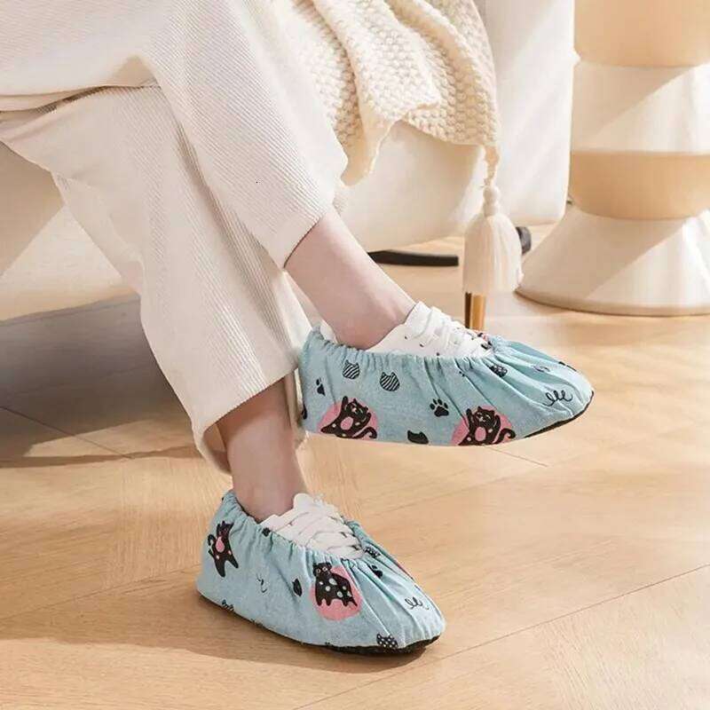 Printing Covers Non-Slip Indoor Shoes Case Reusable Shoe Adult Foot Cover Protector Washable Overshoes Household S260204 131