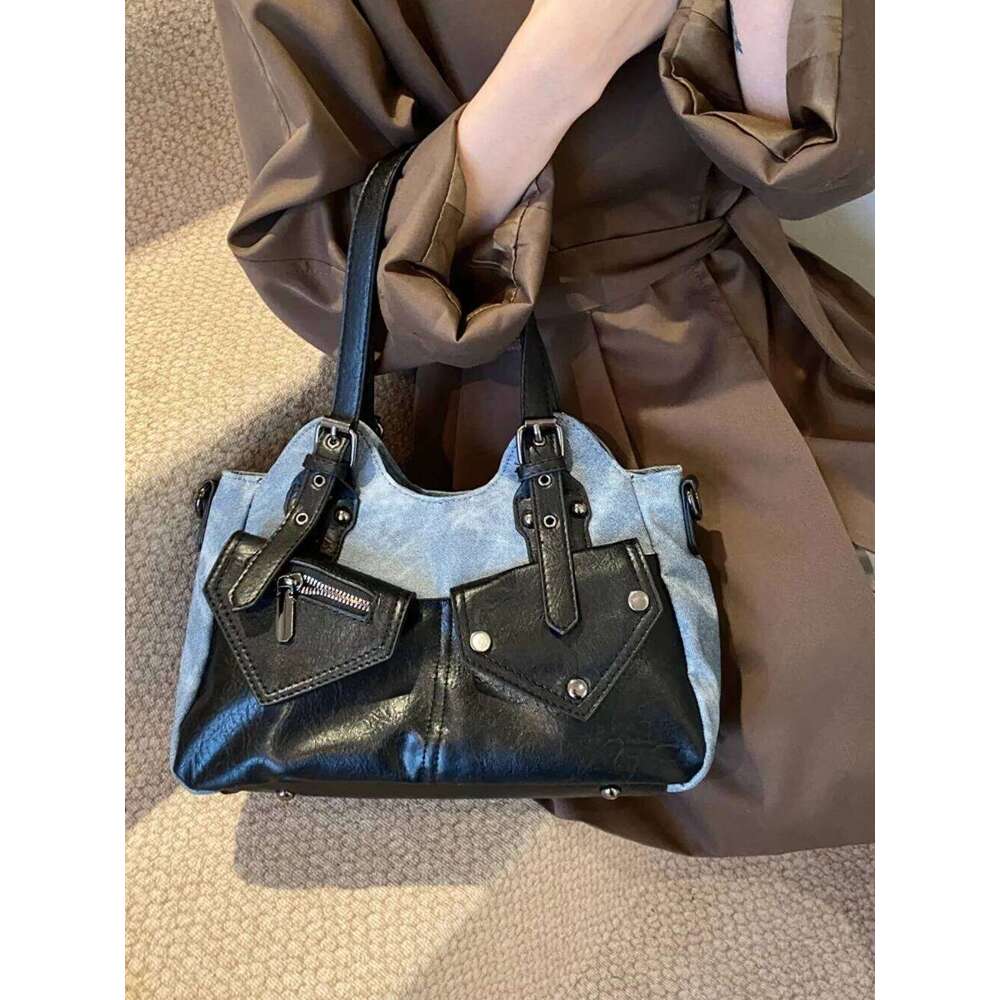 Motorcycle Shoulder Bag Trendy Retro Tote Sac Femme Autumn Hit Color Bags for Woman Multi-function Bolso Bolsos De Mujer Y260204