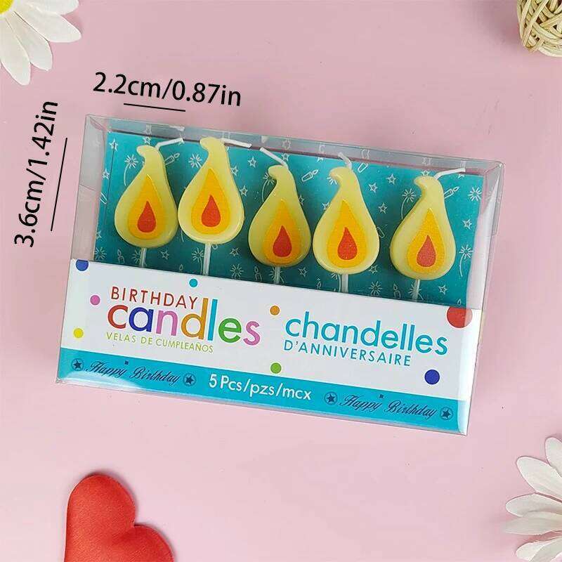 Yellow Cake Retro Cartoon Flame Birthday Candle Internet Celebrity Christmas Decoration S260204