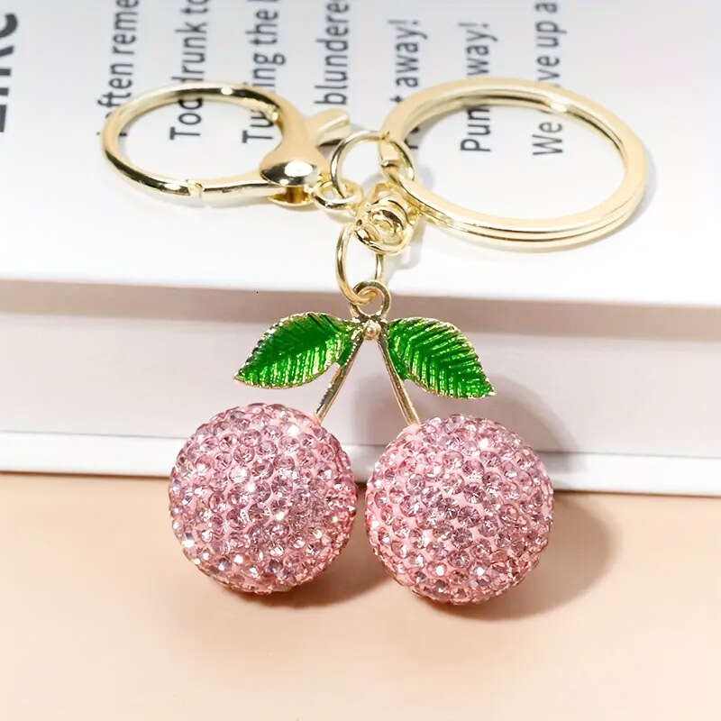 Hot-Selling Fashion Rhinestone Keychain Pendant Creative Fruit Alloy Cherry Bag Charm
