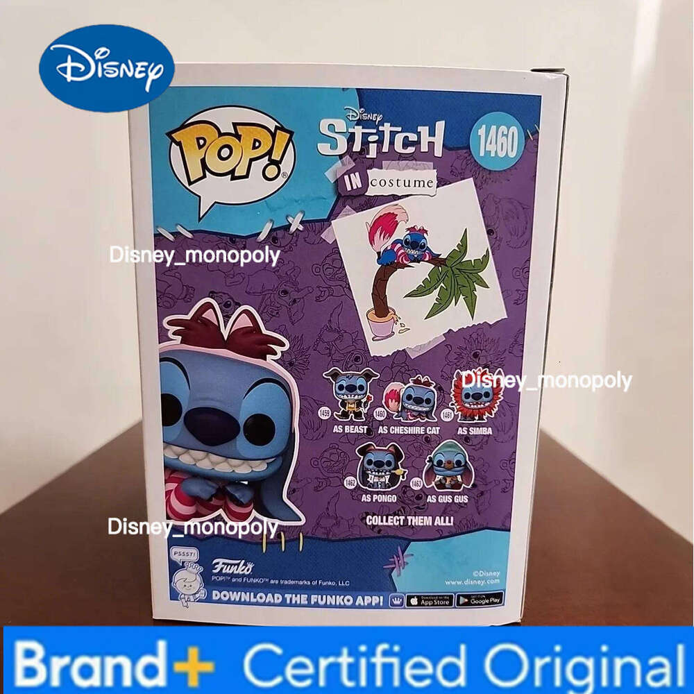 Disney as Cheshire Cat #1460 Glitter Figures Funko Pop Lilo Stitch 3 inch Vinyl Figure Collectible Limited Edition Model Toy H260205