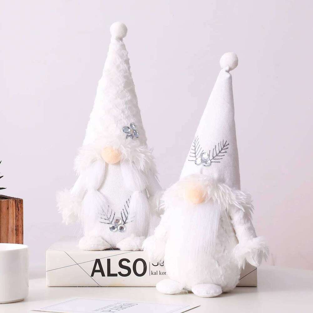 Gnome Christmas Gnomes White Plush Hat Elf Ornament Crafts Decor Doll Supplies For Home Restaurant S260204