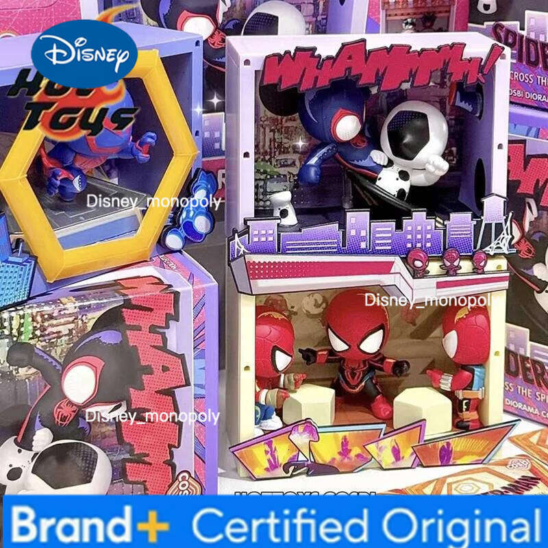 Disney Genuine Hot Toys Spider Man Universe Series Blind Anime Pvc Figure Mysterious Surprise Box Model Doll Toy Xmas Gifts Decor H260205