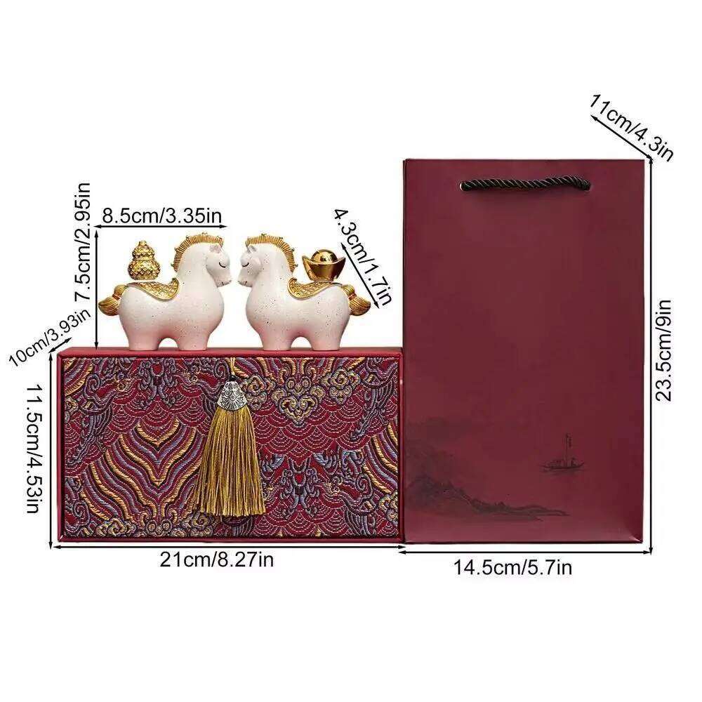 New Year Resin Figurine Mascot Chinese Style Zodiac Horse Ornaments Rotatable Desktop Ornament Bookshelf