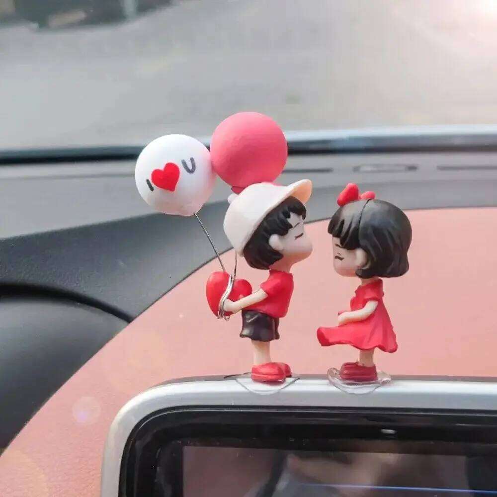 2pcs Couples For Car Ornament, Model, Cute Kiss, Balloon, Auto Interior Decoration, Dashboard Accessories Gifts S260204