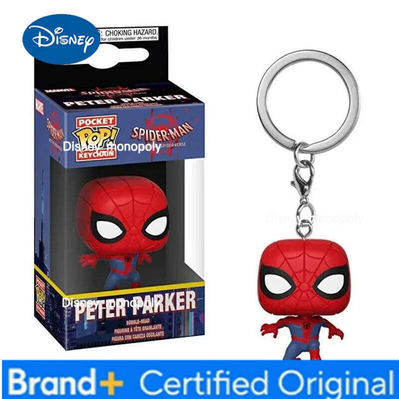 Disney Full Funko pop Pocket Keychain SPIDER MAN Marvels Spider-gwen Zomie Hunter Spidey toys Figure Model Toys Children Birthday Gift H2602051
