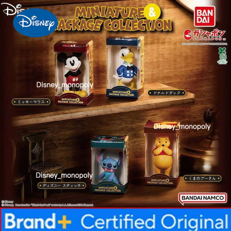 Disney In Stock Hot Genuine Bandai Boxed Ornaments Mickey Stitch Winnie The Pooh Model Toy Collectible Gift H260205