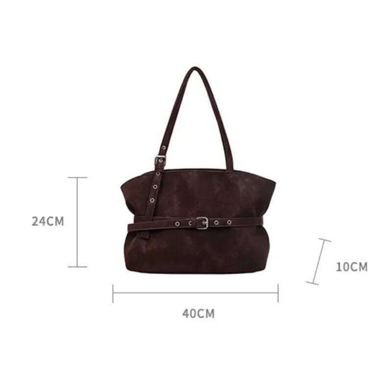 Fashion Brand Designer Tote Niche Buckle-designed Bucket Solid-color Versatile Commuter High-quality Suede Women Bag Y260204
