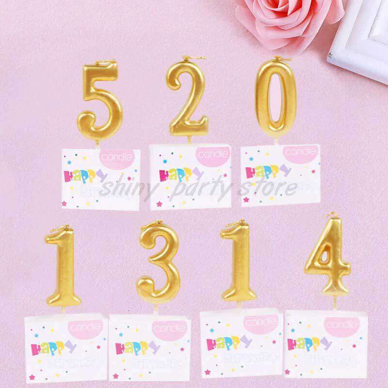 Golden Number With Letter Birthday Gold Plated Cake PVC Box Creative Decoration Candle Manufacturer Wholesale S260204