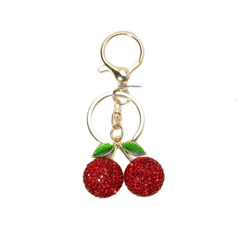 Creative Cute Diamond-studded Small Cherry Pendant Car Women's Bag Metal Keychain Cartoon Gift