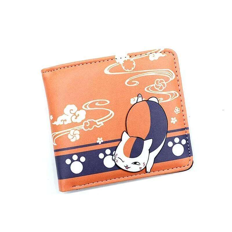 Anime Natsume Yuujinchou Short Button Wallet Cartoon Cat Teacher PU Leather Zipper Purse Z260205