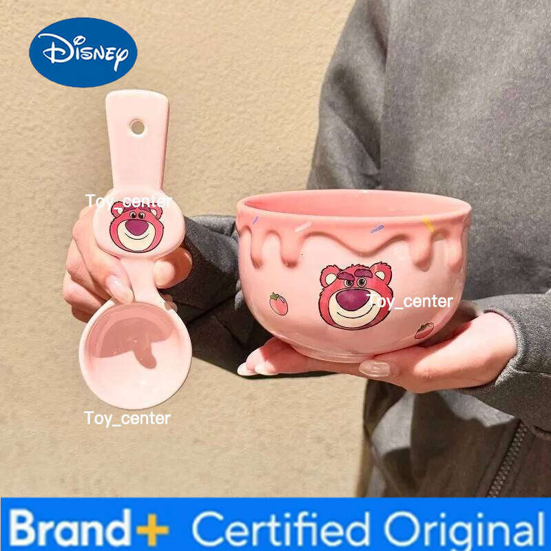 Disney Anime Strawberry Bear New style ceramic rice bowl plate cute dormitory Household use Desktop decorations take pictures H260205