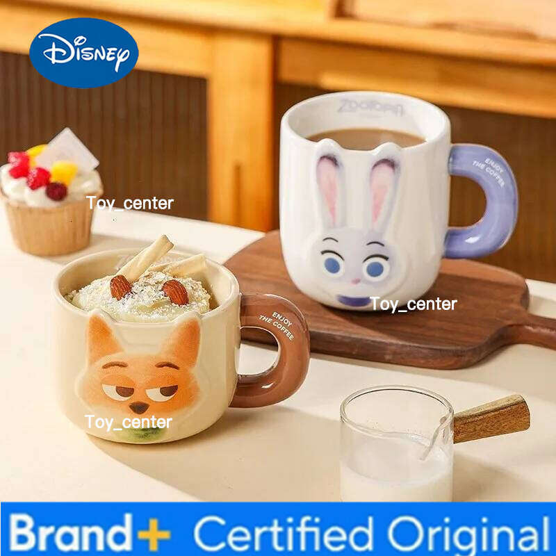 Disney Animal Ceramic Mug Heat-resistant Coffee Breakfast Milk Oat With Handle Large Capacity Relief Couple Cup Gift H260205