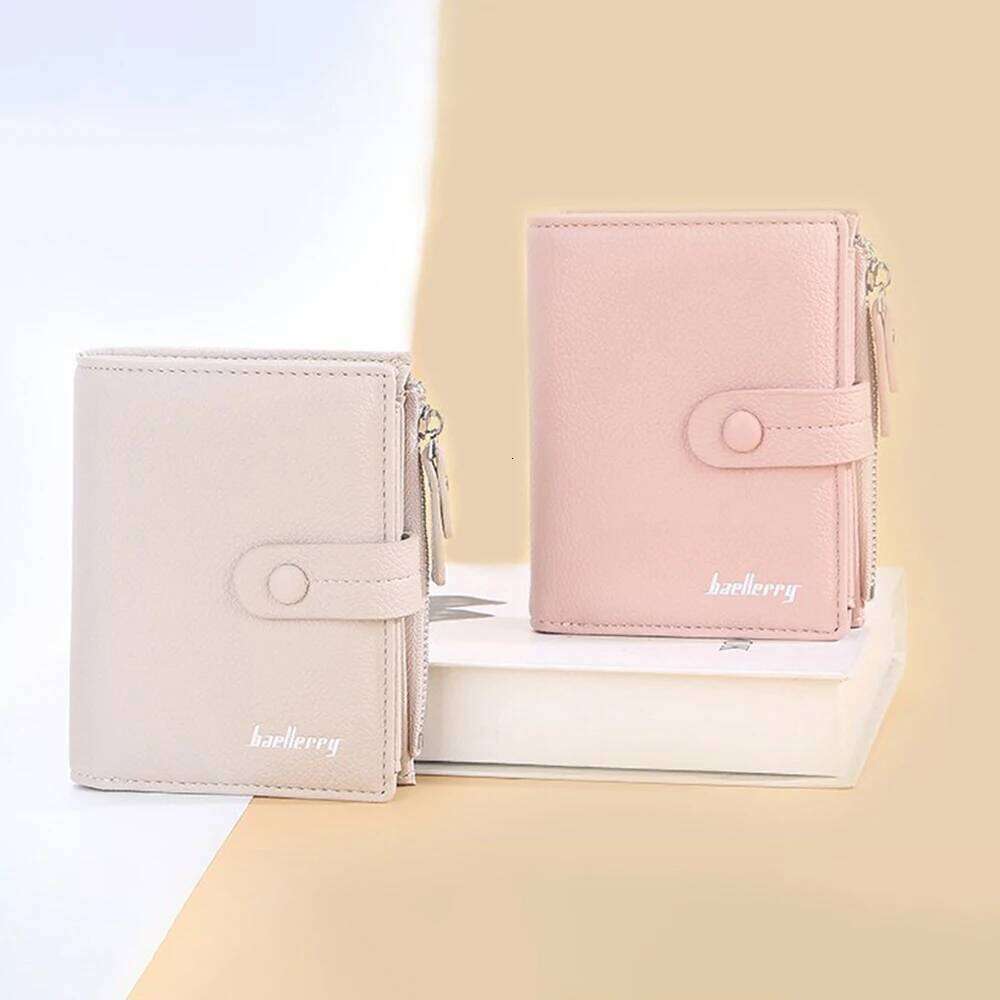 Mini Wallet Women Baellerry Small Tri-fold Clutch with Zipper Snap Button Multi Card Holder Organizer Gift for Her Z260205