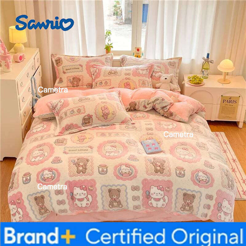 Sanrio Warm Flannel Duvet Cartoon Print Quilts Cover Skin-friendly Bedding Winter Comforter Covers funda nordica No Pillowcase H260205