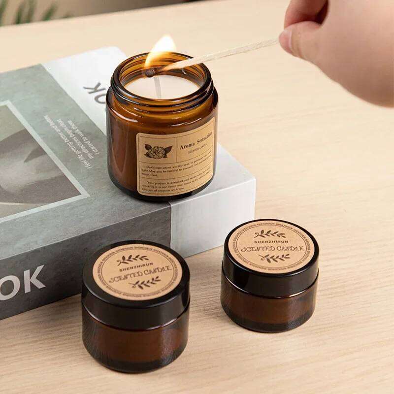 Brown Cup Aromatherapy Smokeless Scented Wax Candle For Home Decor Birthday Valentines Day Christmas Gift Glass Jar H260205