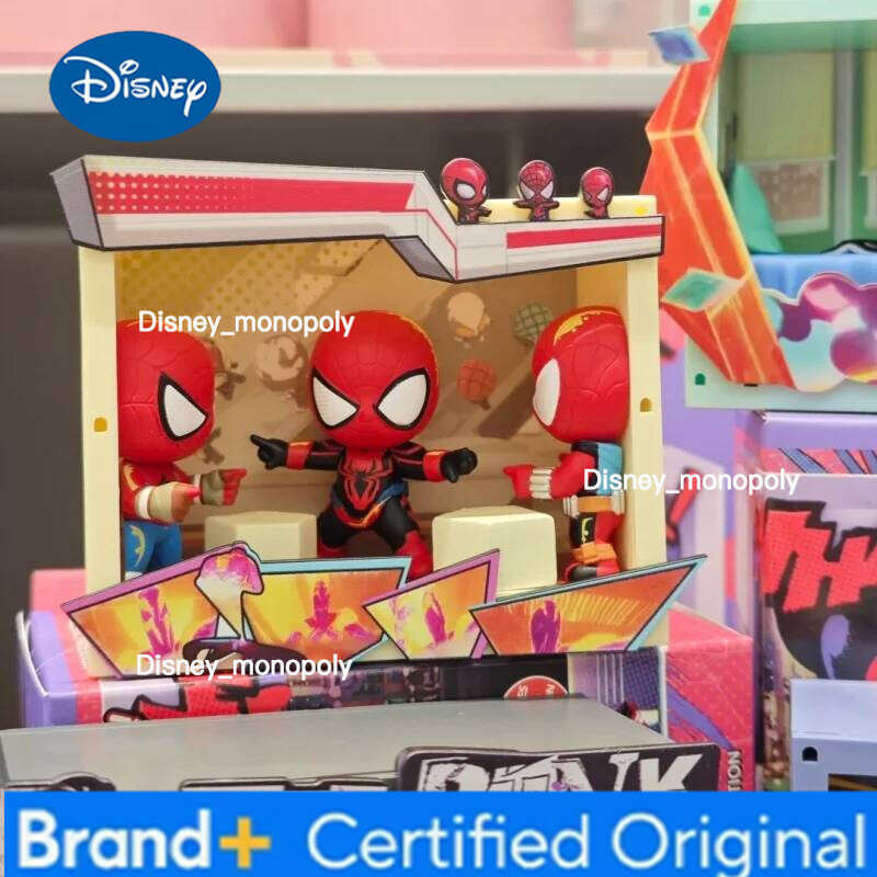 Disney In Stoc Kmarvel Spider-Man Across The Spider-Verse Cosbi Scene Blind Box Collect Decoration Anime Figure Toys Kids Birthday Gift H260205
