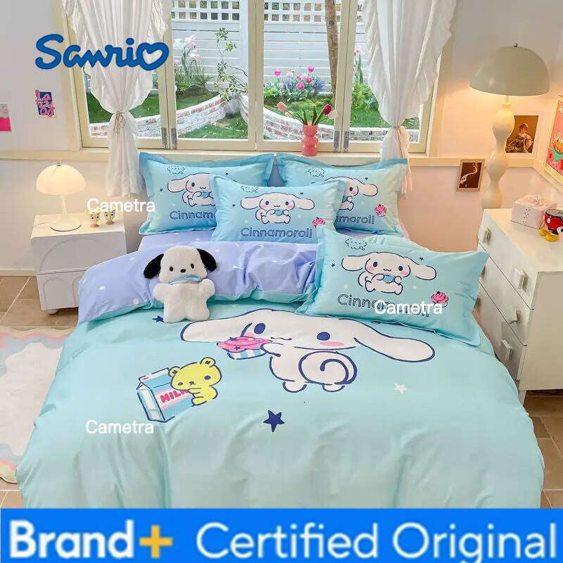 Sanrio Genuine Children's Cartoon 100% 4pcs Cinnamoroll Cotton Quilt Cover Bed Sheet Pillowcase 3pcs Set H2602051