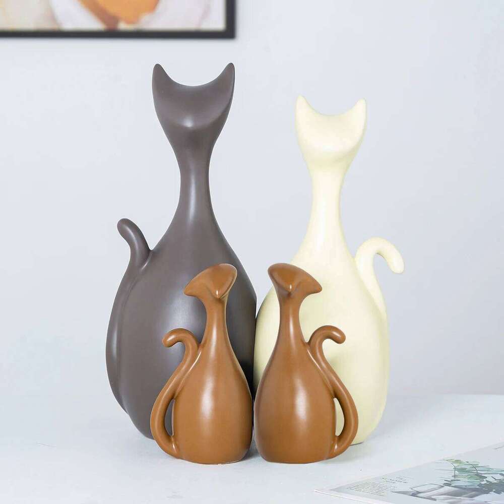 Three Family Creative Abstract Cat Living Room Wine Home Entrance Cabinet Decoration S260204