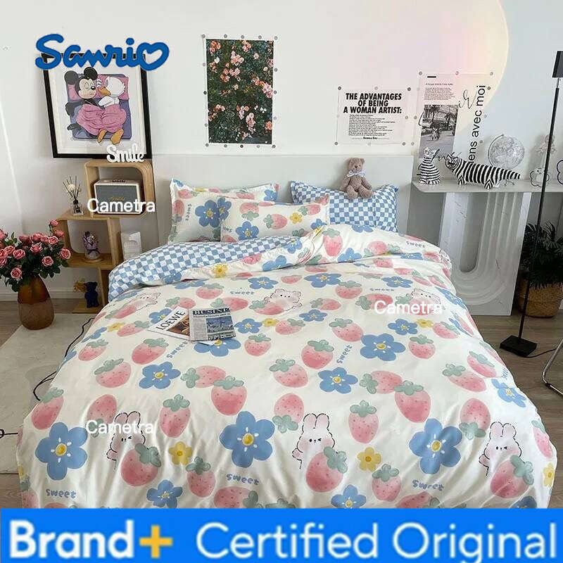 Sanrio cute bed sheet pillowcase girl boy bedsheet quilt duvet hello kitty bedding set Student dormitory cartoon Cup cover H260205
