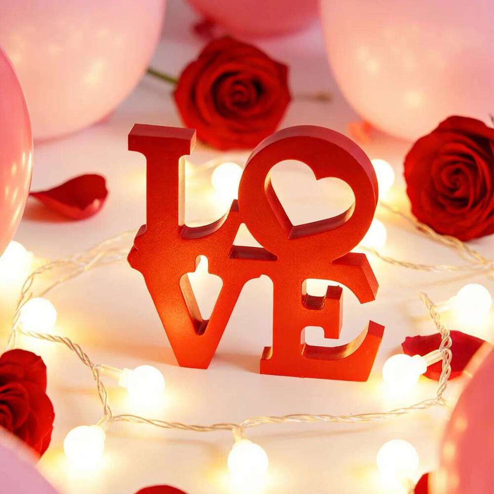 1PC, simple red double-layer LOVE letters, Valentine's day decoration, suitable for anniversary decoration S260204