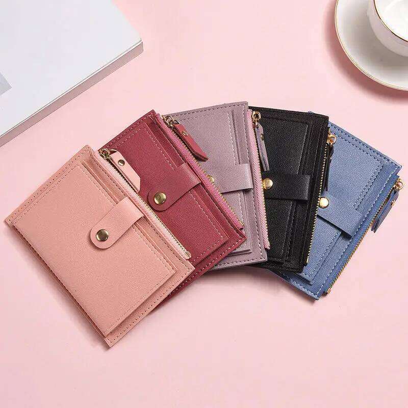 Simple PU Leather Short Ladies With Buckle Coin Purse Clutch Multi-Card Slot Card Holder Durable Zipper Wallet Z260205