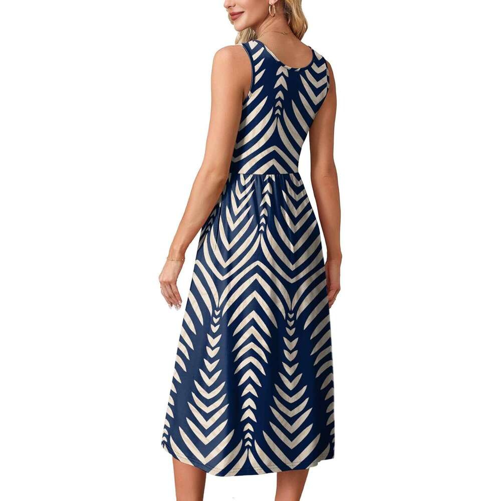 Summer Dresses For Women Flowy Casual Midi Dress Beach Vacation Sundresses With Pockets