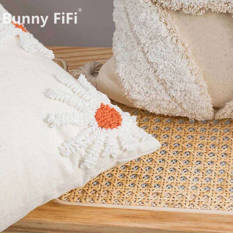 Daisy Cushion cover Pillow Cover Tufted Ivory Home Decoration Living Room Sofa Couch Bedroom Chair Seasonable