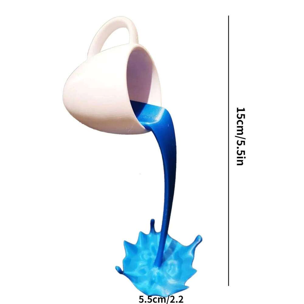 Floating Art Sculpture Office Home Kitchen Decor Craft Spill Magic Pour Liquid Splash Resin Statue Coffee Mug S260204
