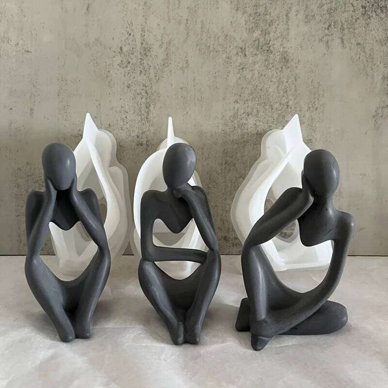 3pcs Silicone Mold Set Human Figures Ideal for Aromatherapy Meditation Crafts Resin Casting and Cement Christmas Decorations S260204