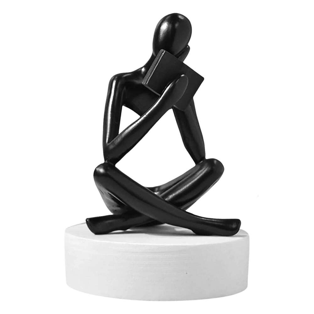 Thinker Reading Statues For Home Modern Shelf Abstract Sculptures Bookshelf Decor Resin Christmas Ornament Snowflake S260204