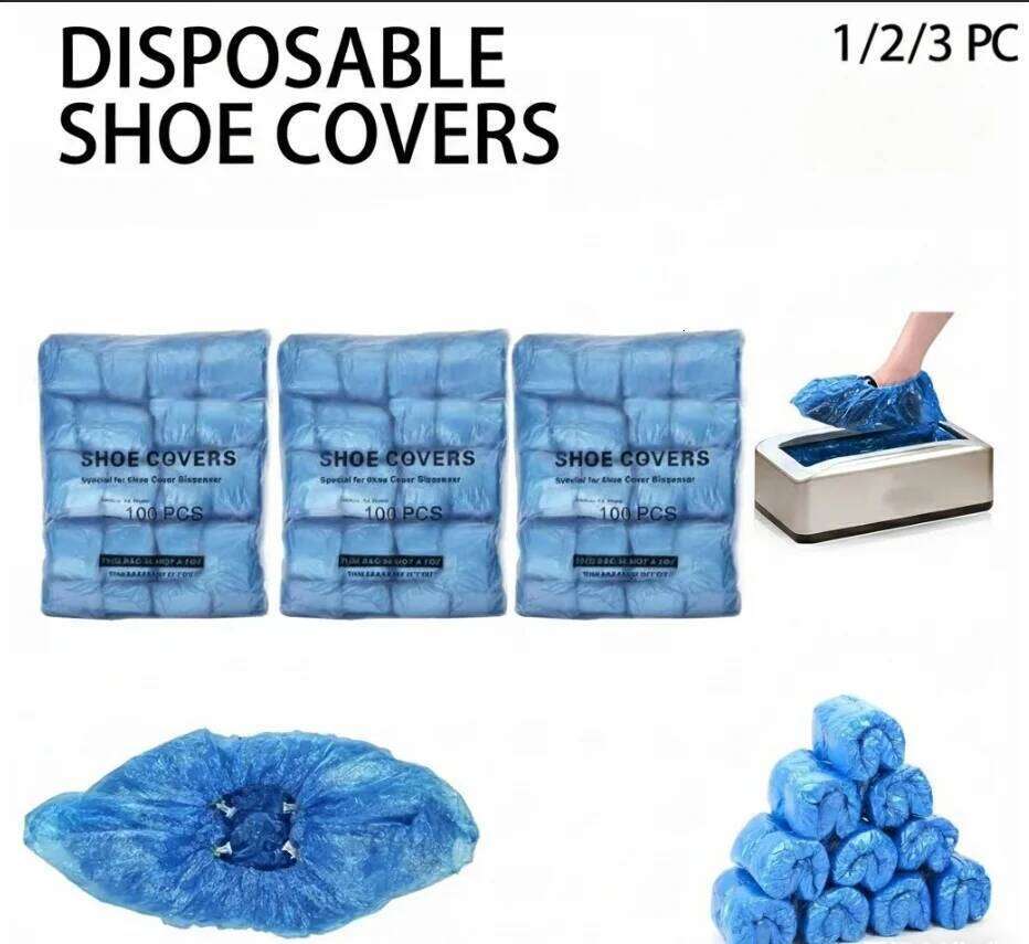 100pcs Disposable Automatic Covers T-Buckle Plastic Shoe Protectors for Household Indoor Machines S260204