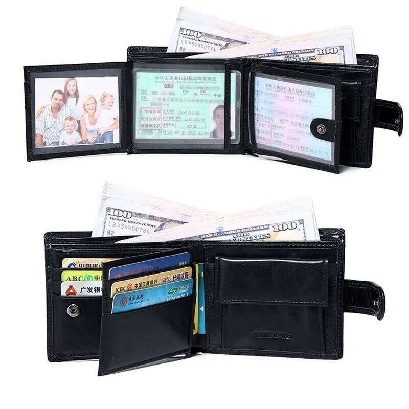 Mens with Coin Pocket Genuine Leather Wallet for Men Short Style Z260205