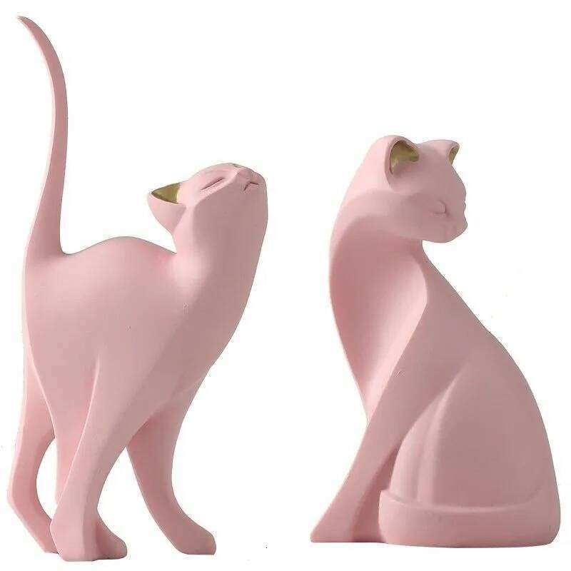 Resin Couples Cat Statues for Decorations Animal Figurine European Creative Wedding Gift Decorative Home Decor Sculpture S260204