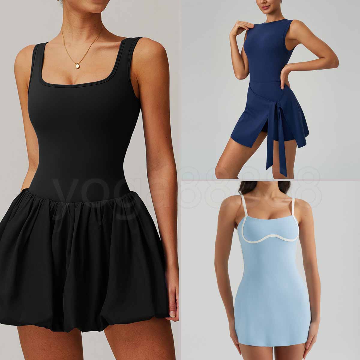 New women's yoga outfit with chest cushion for sports and fitness training Comes with shorts for outdoor running and fitness Tennis skirt A-4001