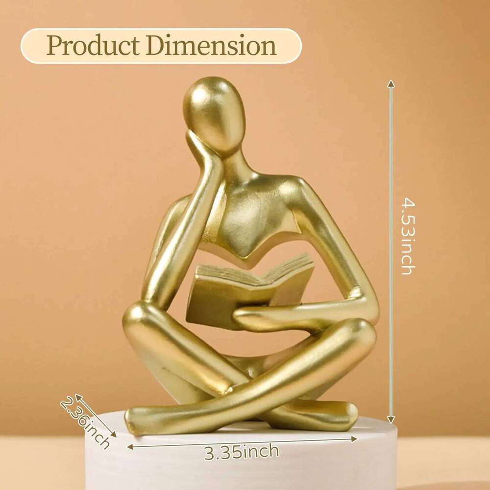 Bookshelf Decor Statue - Abstract Art Reading Thinker Sculpture Figurine Aesthetic, Modern Home Decoration for Living S260204