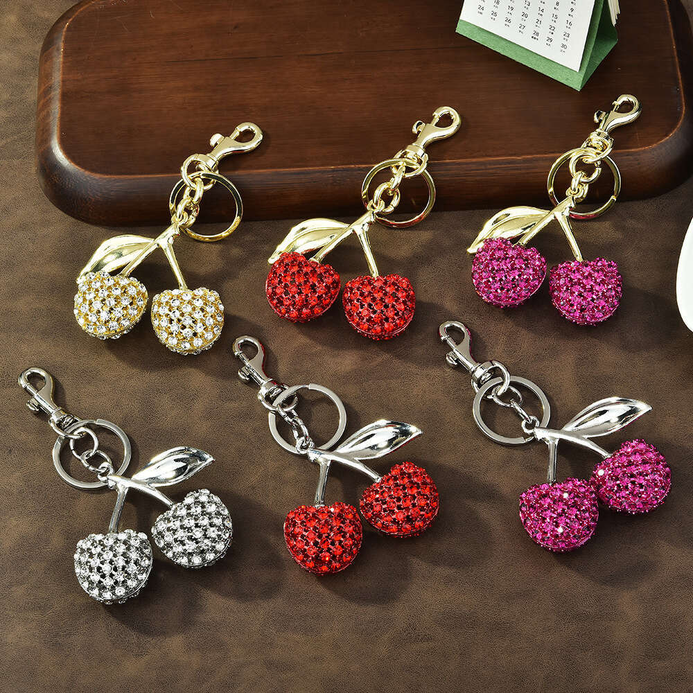 Sale Jewelry Full Diamond Bag Keychain Cross-Border Fruit Cherry Fashion Pendant