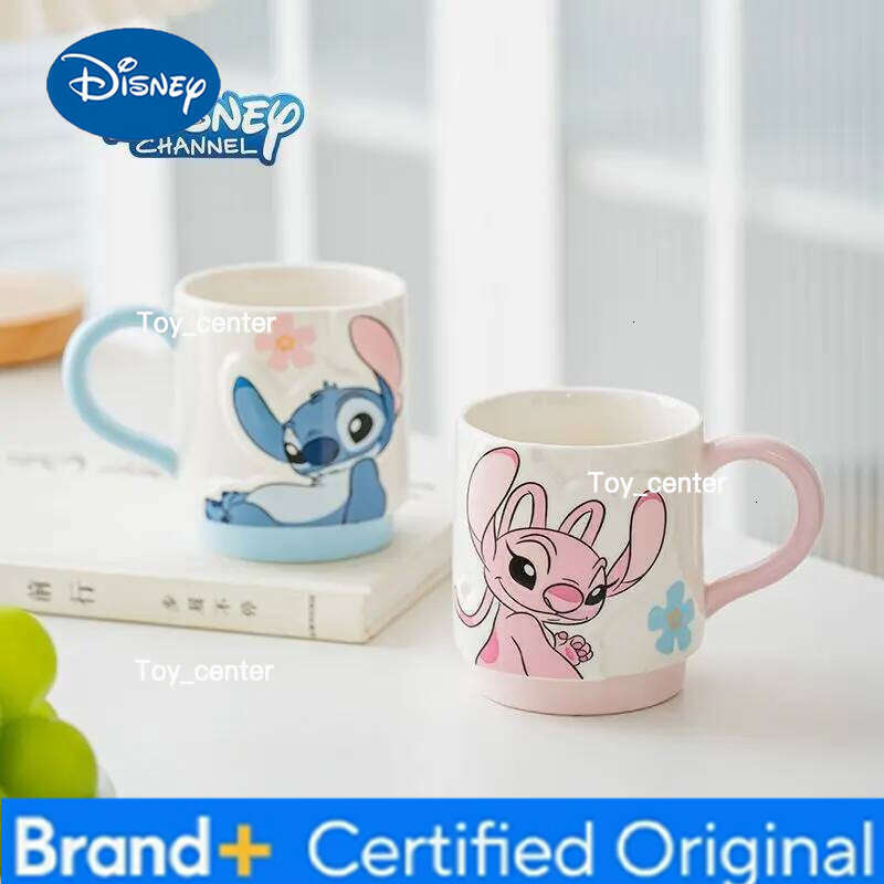 Disney 2pcs Stitch Angel ceramic home drinking cup coffee mug couple gift H260205