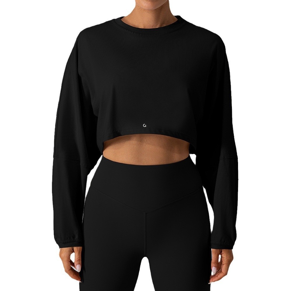 Women's T-Shirts Sports Sweater Women's Crew Neck Short Breathable Fitness T-shirt Loose Long-sleeved Top Yoga Top