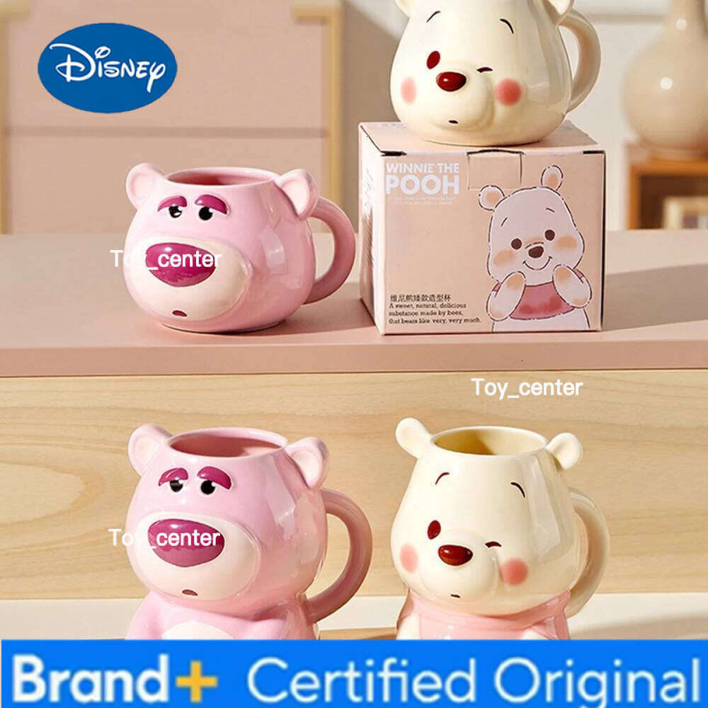 Disney Winnie Pooh Strawberry Bear Shape Colorful Unique Large Capacity Cartoon Style Ceramic Mug for Home Office Cup H260205