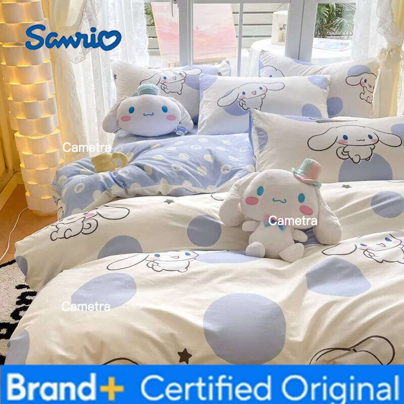 Sanrio Cartoon Of Four Cinnamoroll Kawaii Kuromi Home Four-piece Set Cute Cotton High-end Bed Sheet Quilt Cover H260205