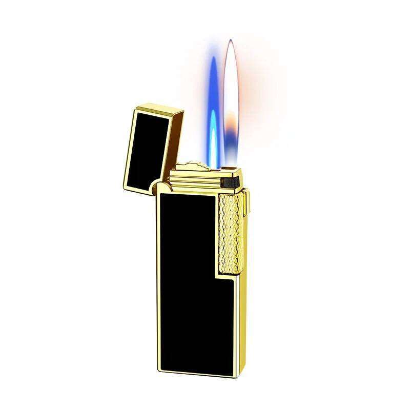 Creative Narrow Version Ultra-thin Gas Dual Flame Switch, Grinding Wheel Ignition Lighter, Metal, Men's Gadgets S260207