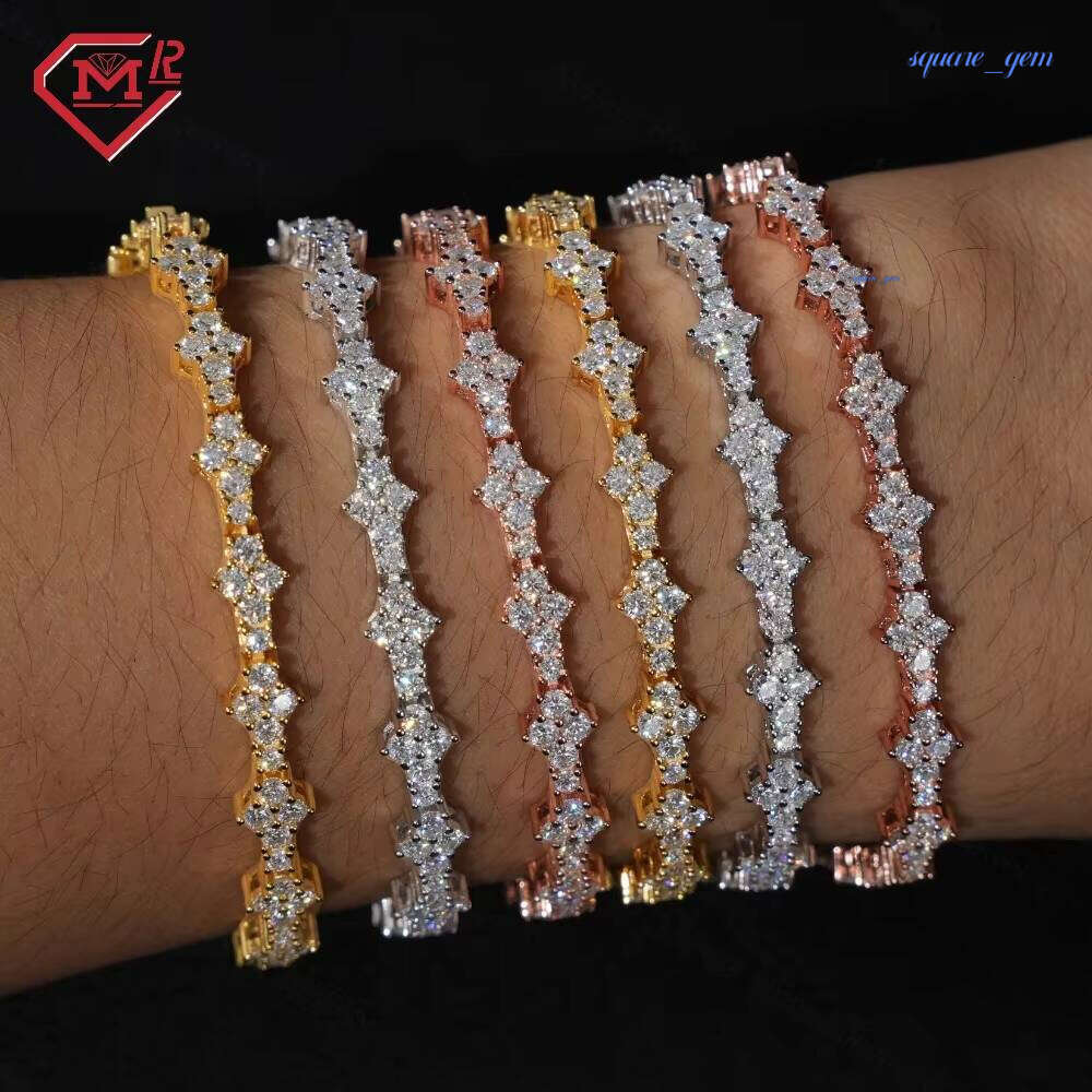 Cross Tennis S925 Yellow Gold/Rose Gold/Silver VVS Iced Out Custom Moissanite Bracelet