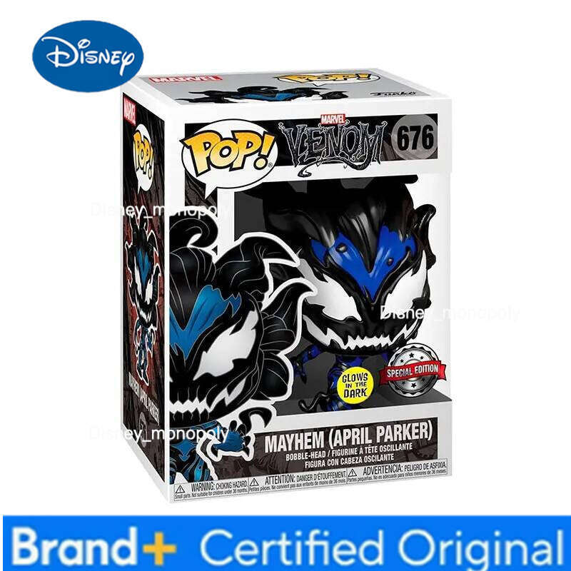 Disney Funko Pop Marvel Mayhem April Parker Venom Action Glow Limited Edition Model Toys Collectible Vinyl Figures Kids Gifts H260205