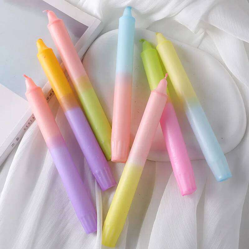 2pc 20/25cm European-style Pole Two-color Soybean Mixed Wax Smokeless Long Candle For Banquets Atmosphere Decoration S260204