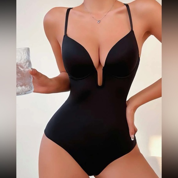 European American Seamless ShapewearFashion Exquisite Women's Plus Size Shaping Deep V Backless Waist-Cinching Bodysuit Butt-Lifting Shaping Thon