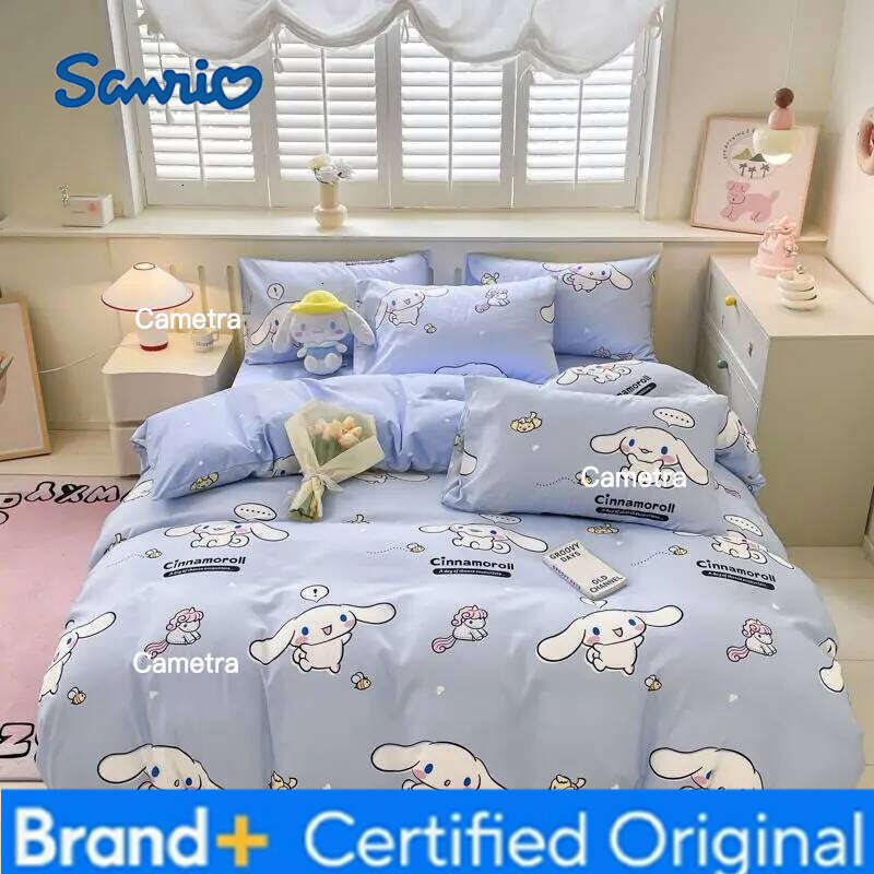 Sanrio Kuromi Cinnamoroll Kids Duvet Cartoon Bed Three-Piece Set Cute Hello Kitty Quilt Cover Pillowcase for Bedroom Decoration H26020511