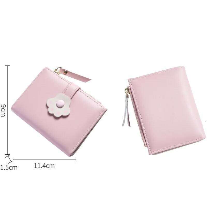 Women's Cute Flower PU Leather Three Fold Wallet Multi Slot Card Classic Photo Holder Hasp Slim Short Coin Purse Z260205